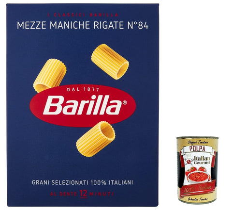 10x Pasta Mezze Maniche Rigate nr. 84, 100% italienisch Nudeln 500 g pack + Italian Gourmet polpa 400g
