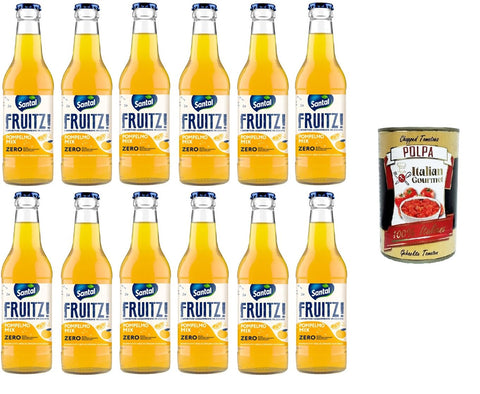 SANTÀL FRUITZ! Pompelmo mix zero,Grapefruit Mix Zero Das leicht prickelnde alkoholfreie Getränk mit Fruchtgeschmack 12x200ml + Italian Gourmet polpa 400g