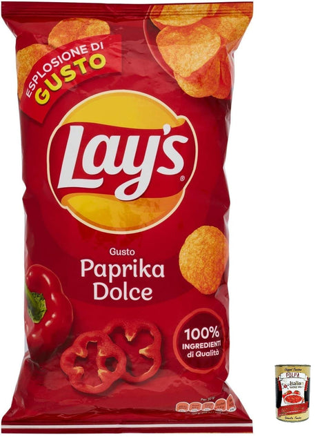 12x Lay's Paprika Dolce Süße Paprika Chips Patatine Kartoffelchips gesalzen 133g Kartoffel chips + Italian Gourmet Polpa 400g
