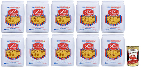 10x Russo Mista Corta N°51 Hartweizengrieß Pasta,100% Italienischer Weizen,500g-Packung + Italian Gourmet Polpa di Pomodoro 400g Dose
