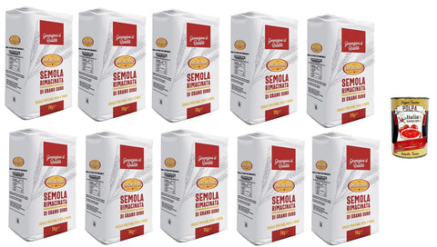 10x Mininni Semola Nachgemahlener Hartweizengrieß - Packung mit kg.1+ Italian Gourmet polpa 400g