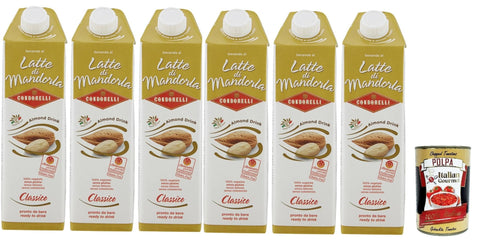 Condorelli Bevanda dolce alla mandorla, almond drink, Erfrischendes Mandelgetränk, soft drink 6x 1lt + Italian Gourmet polpa 400g