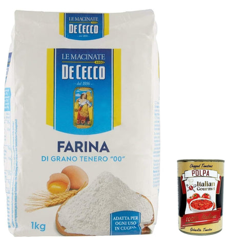 12x Farina De Cecco di grano tenero, Brotmehl Pizzamehl , Mehl "00" 1kg + Italian Gourmet polpa 400g