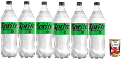 Sprite Zero – 6x 1.5 L, Gusto Lemon-lime, Zero Zucker und zero Kalorien, 100% recycelbares Haustier, natürlich erfrischende Geschmack, funkelnde Erfrischungsgetränk + Italian Gourmet polpa 400g