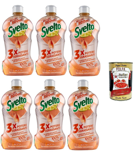 Svelto Piatti a Mano Concentrato Aceto Hand Dishes konzentrierter Essig 6x 500ml + Italian Gourmet polpa 400gr