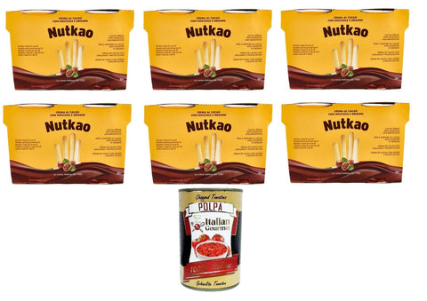 Nutkao Crema Al Cacao Con Nocciole E Grissini Kakaocreme mit Haselnüssen und Grissini 6x104gr + Italian Gourmet polpa 400g