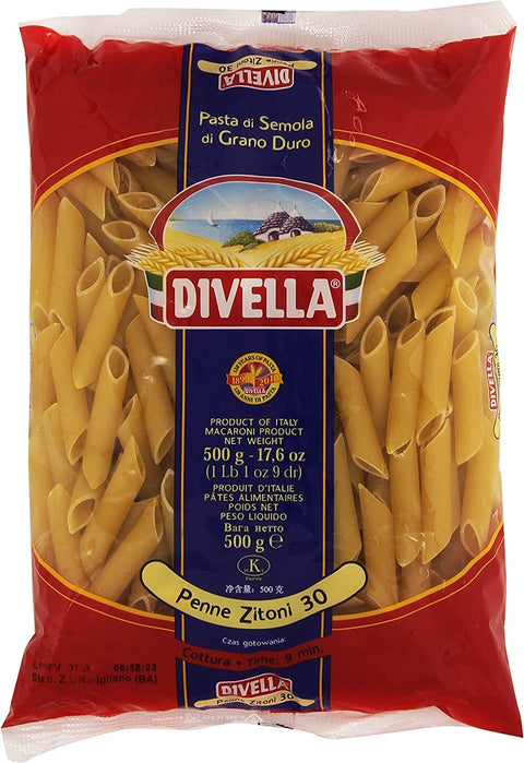 10x Divella Penne Zitoni N. 30 Hartweizengrieß Pasta Italienische Nudeln 500g Packung + Italian Gourmet Polpa di Pomodoro 400g Dose