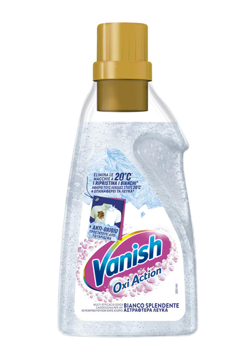 Vanish Oxi Action Multipower Gel, glänzend, Weiß, Fleckenentferner für weiße Kleidung, 1 Pack mit 750 ml Wäscheentferner, Additiv für Waschmaschine, ohne Bleichen