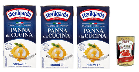Sterilgarda Panna da Cucina,Italienische Kochsahne, Verpackung 3x 500ml + Italian Gourmet polpa 400g