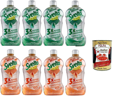 Svelto Testpaket Piatti a Mano Concentrato Zitronenkonzentrat 4x500ml konzentrierter Essig 4x500ml + Italian Gourmet polpa 400gr