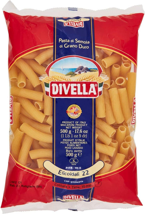10x Divella Elicoidali N. 22 Hartweizengrieß Pasta Italienische Nudeln 500g Packung + Italian Gourmet Polpa di Pomodoro 400g Dose