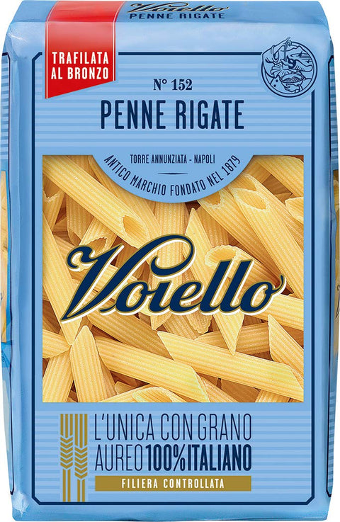Voiello Pasta Penne Rigate 18er pack von 500 Gramm / Premium Qualität aus Italien / Reich an Protein.