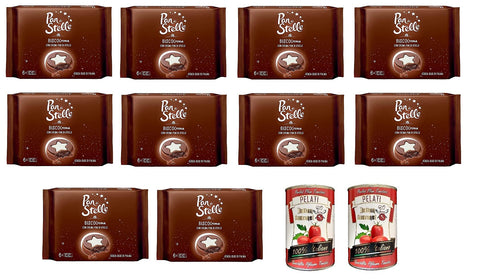 10x Mulino Bianco Pan di stelle Biscocrema kekse mit sahne Italien biscuits cookies 168g + Italian Gourmet 100% italienische geschälte Tomaten dosen 2x 400g