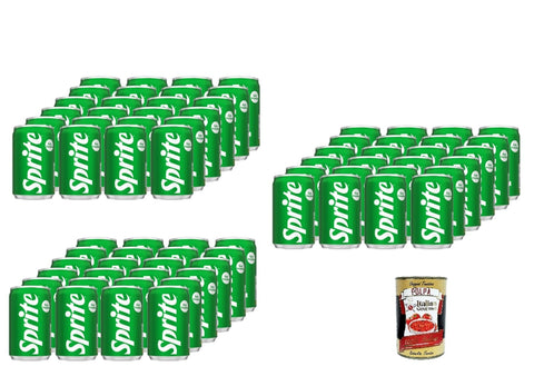 Sprite spritziges Erfrischungsgetränk mit fruchtigem Geschmack aus Limetten und Zitronen - erfrischender Softdrink in Einweg mini Dosen (72 x 150 ml) + Italian Gourmet polpa 400g