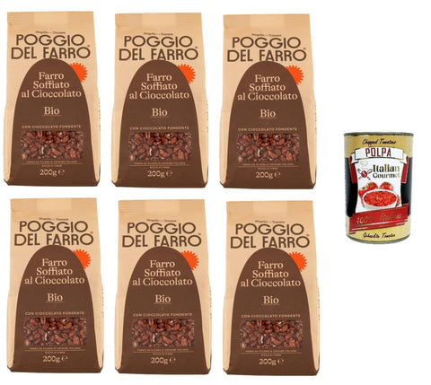 Poggio del Farro- Farro Soffiato al Cioccolato Gepuffter Dinkel mit Schokolade 6x 200gr + Italian Gourmet polpa 400g