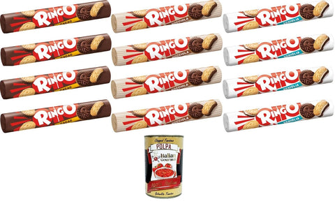 Pavesi Testpaket Ringo Biscuits Kakao, Haselnuss, Vanille Tubenpackung 12x 165gr+Italian Gourmet Polpa di Pomodoro 400gr