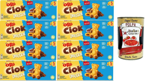 Oro Ciok Orso Ciok Weicher Snack mit Schokoladencremefüllung 8x150gr + Italian Gourmet polpa 400g