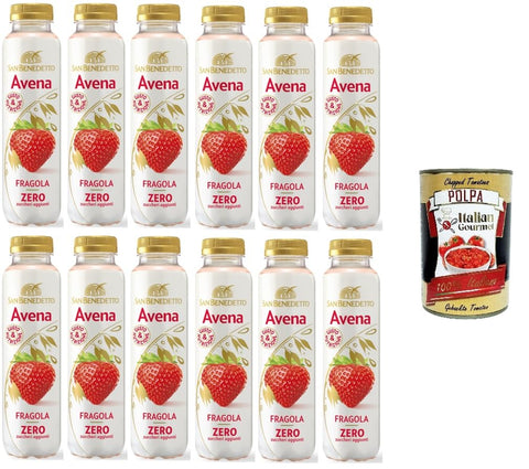 San benedetto Bevanda all'Avena al gusto di Fragola zero zuccheri aggiunti Haferdrink mit Erdbeergeschmack ohne Zuckerzusatz 12x 400ml+ Italian Gourmet polpa 400g