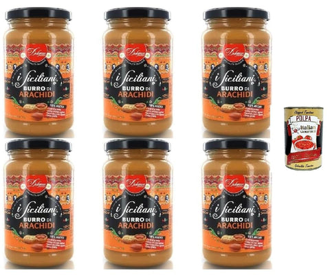 I Siciliani Erdnussbutter, 6 Gläser à 300g, Sizilianische Spezialität, + Italian Gourmet polpa 400g