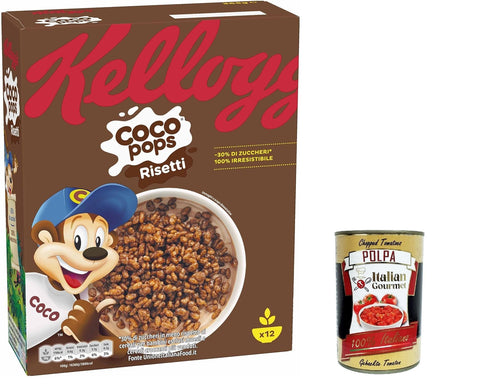 12x Coco Pops Chicchi di Riso Soffiato al Cacao, Kakao -Puff -Reiskörner 330g + Italian Gourmet polpa 400g
