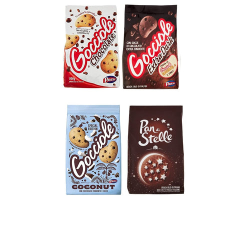 Pavesi Barilla Kekse Gocciole Testpaket Chocolate Dark Coconut biscuits + Mulino Bianco Pan di stelle 350g