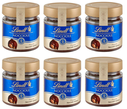 6x Lindt Crema Spalmabile alle Nocciole Streichfähige Creme Streichcreme mit Haselnüssen 200g Glas Feine Italienische Haselnüsse