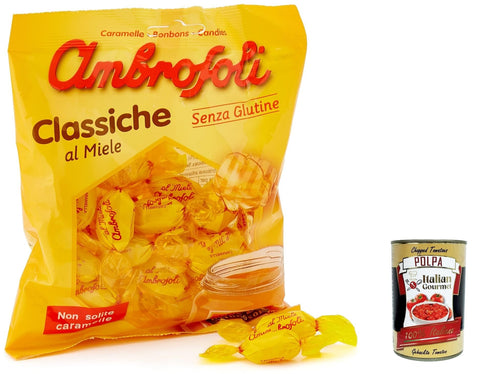 12x Ambrosoli, Caramelle classiche al miele, bonbons Süßigkeit Honig 135g + Italian Gourmet polpa 400g