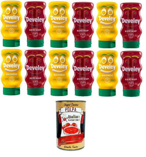 Tomato Ketchup Squeeze & Maionese squeeze, 100% ingredienti naturali,Tomatenketchup, Glutenfrei und Mayonnaise-Squeeze, 100% natürliche Zutaten 6x273gr 6x 230gr+ Italian Gourmet polpa 400g