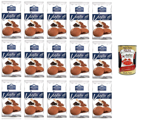 Ore Liete Perugia- Voglia Di Biscotti di frolla ripieni di Crema al Cacao Lust auf Mürbeteigkekse gefüllt mit Kakaocreme 15x200gr+ Italian Gourmet polpa 400g