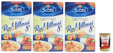 Riso Scotti - Riso Milleusi 8' - Schneller Kochreis für alle Zubereitungen, bereit in 8, 3x 1 Kg + Italian Gourmet polpa 400g