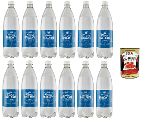 Recoaro Acqua Brillante, Tonica Italiana, Dissetante e Mixabile Brillantes Wasser, italienisches Tonic, durstlöschend und mischbar 12x 90cl+ Italian Gourmet polpa 400g