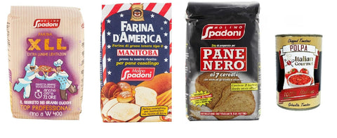 Testpaket Molino Spadoni Farina 3x 1 KG, XLL Pane nero und Manitoba Mehl + Italian Gourmet polpa 400g