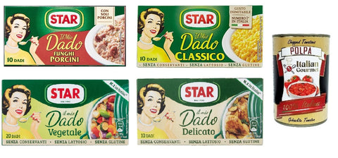 Testpaket Star dado brodo Steinpilze Suppenwürfel Brühe 4x 10 pz + Italian gourmet polpa 400g