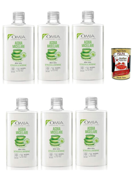 Omia - Acqua Micellare Viso Aloe Vera, Feuchtigkeitsspenkel und Balancing -up entfernen für alle Hauttypen, 6x 400 ml + Italian Gourmet polpa 400g