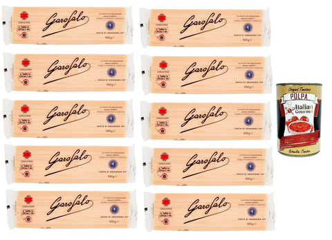 10x Linguine N. 12 Neapolitanische Hartweizengrieß Packung mit 500g Pasta IGP + Italian Gourmet polpa 400g