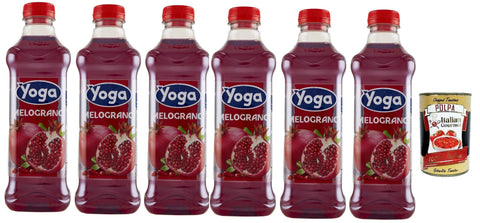 Yoga Bar Frutti Rossi Melograno Rote Früchte Granatapfel Fruchtsaft Getränk Fruchtgeschmack PET Glasflasche 6x 1000 ml fruit juice + Italian Gourmet polpa 400g