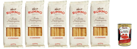 Rummo Le Leggendarie Mafaldine № 80 Pasta Lenta Lavorazione Teigwaren aus Hartweizengrieß Bronze-Zeichnung 5x 500g + Italian Gourmet polpa 400g