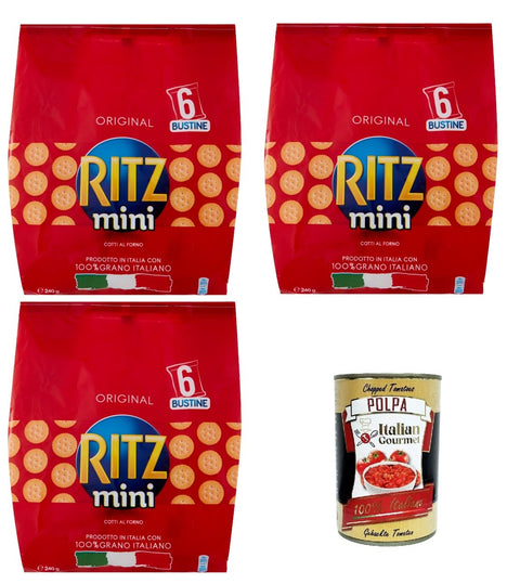 Saiwa Ritz Mini Multipack (6x40gr) Salzige Kekse salted cookies 3x240gr + Italian Gourmet polpa 400g