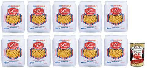 10x Russo Penne Piccole N°12 Hartweizengrieß Pasta,100% Italienischer Weizen,500g-Packung + Italian Gourmet Polpa di Pomodoro 400g Dose