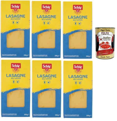 SCHÄR Senza Glutine Lasagna, Glutenfrei Pasta nudeln, gluten free pasta, 6x 250g + Italian Gourmet polpa 400g