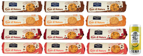 12er-Pack Testpaket Ore Liete Cuor di Natura Biscotti con Cereali,Kekse mit Getreide,Ohne Zuckerzusatz,250g + 1er-Pack Kostenlos San Benedetto Eistee mit Zitrone Ohne Zucker 330ml Dose