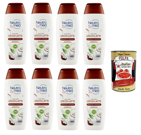 Neutromed pH 5,5 Cocco Latte Bagnodoccia pH 5,5 Kokosmilch-Körperwaschmittel, 8x 400 ml+ Italian Gourmet polpa 400g