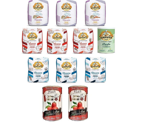 Testpaket Farina Molino Caputo Nuvola Classica Cuoco Pizzamehl Mehl ( 9 x 1kg ) + 1 Caputo Lievito Hefe + Italian Gourmet 100% italienische geschälte Tomaten dosen 2x 400g