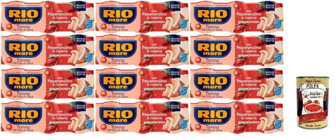 Rio Mare Thunfisch in Olivenöl mit Kalabresischer Chili, 12er Pack, 3 x 65g, + Italian Gourmet polpa 400g