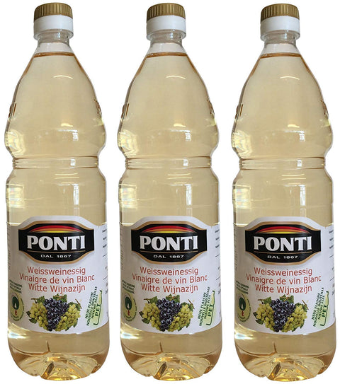 Weißweinessig PONTI (3 X 1000ml) in PET Flasche - Aceto di Vino Classico Bianco