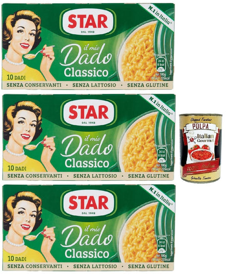 Star il mio Dado Classico 10 Dadi, Suppenwürfel Brühe klassisch reich an Geschmack, 3x 100 g + Italian Gourmet polpa 400g