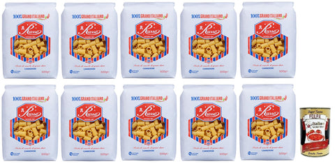 10x Russo Canneroni N°107 Hartweizengrieß Pasta,100% Italienischer Weizen,500g-Packung + Italian Gourmet Polpa di Pomodoro 400g Dose