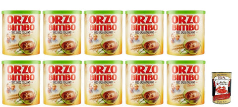 Orzo Bimbo Italienischer Gerstenkaffee, Instant-Getränkepulver, 120g, 10er Pack, + Italian Gourmet polpa 400g