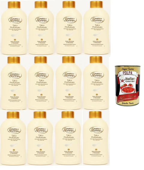 Spuma di Sciampagna Talco Profumato in barattolo Talkumpuder parfümiert 12x200gr + Italian Gourmet polpa 400g