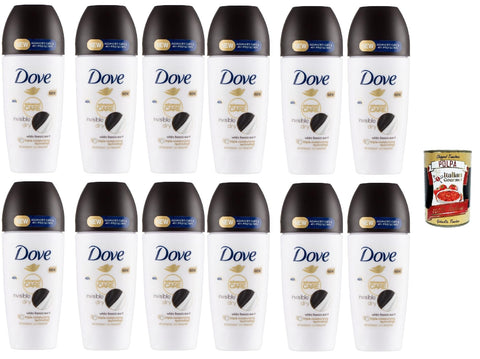 12x Dove Deo Advanced Care Invisible Dry Roll On Deodorant Antitranspirant Deodorant 48 Stunden 50 ml + Italian Gourmet Polpa 400g